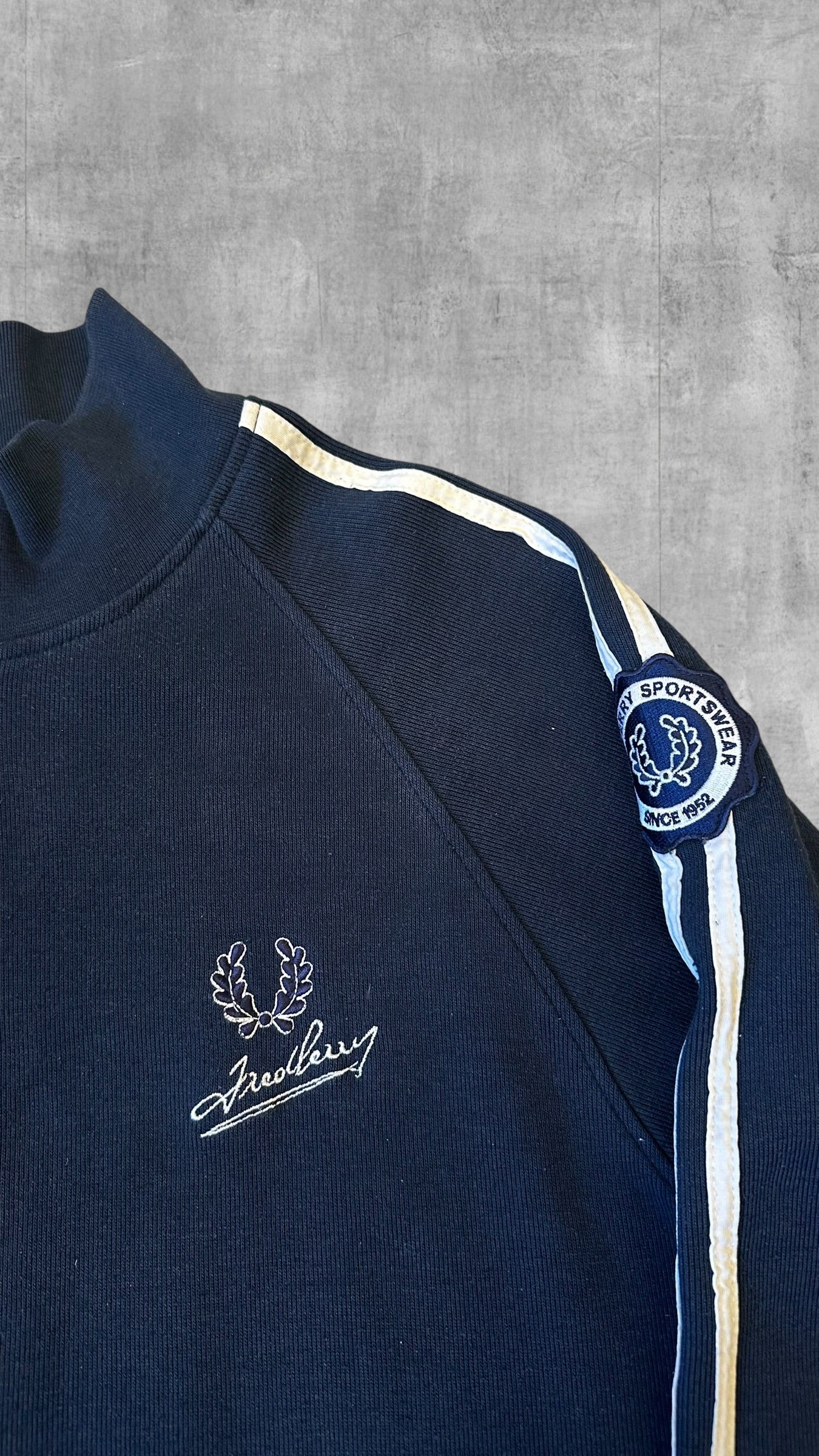 Fred Perry Trainingsjacke Taped Zip Jacke Navy Blau Weiß Vintage S