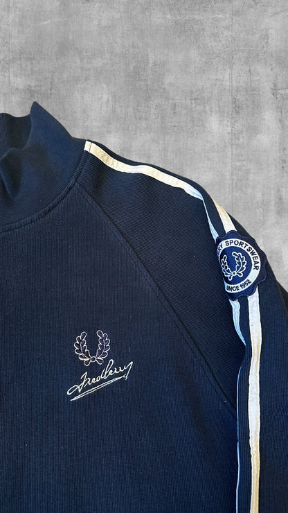 Fred Perry Trainingsjacke Taped Zip Jacke Navy Blau Weiß Vintage S