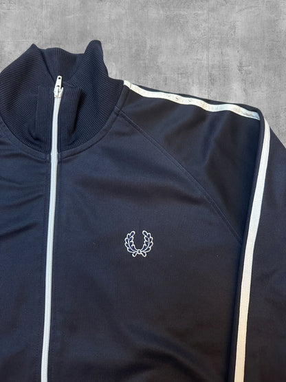 Fred Perry Vintage Trainingsjacke Taped Schwarz Weiß XL
