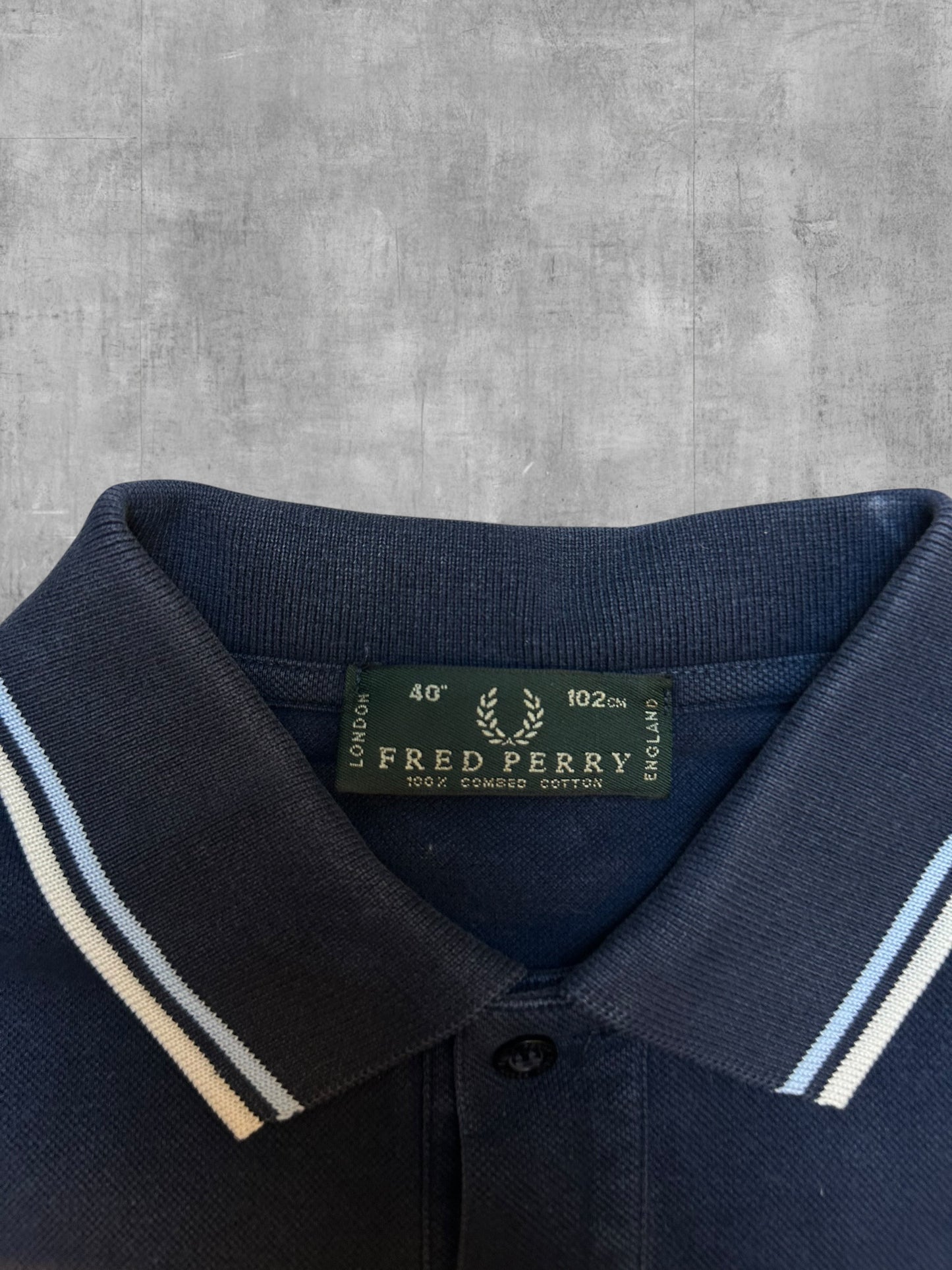 Fred Perry Polo Shirt Navy Blau Weiß M