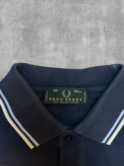Fred Perry Polo Shirt Navy Blau Weiß M