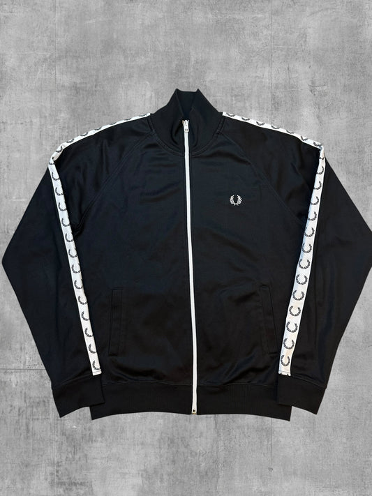 Fred Perry Trainingsjacke Taped Schwarz Weiß M