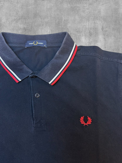 Fred Perry Polo Shirt Schwarz Rot Weiß XL (sehr cropped)