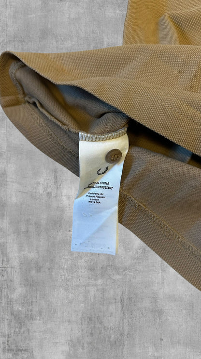 Fred Perry Polo Hemd Shirt braun beige Schwarz Weiß M