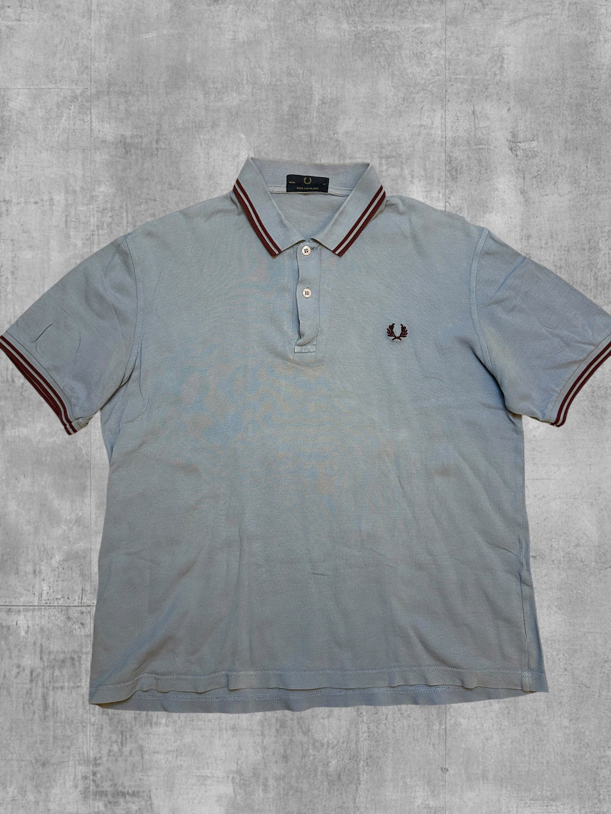 Fred Perry Polo Shirt Hellblau Weinrot M