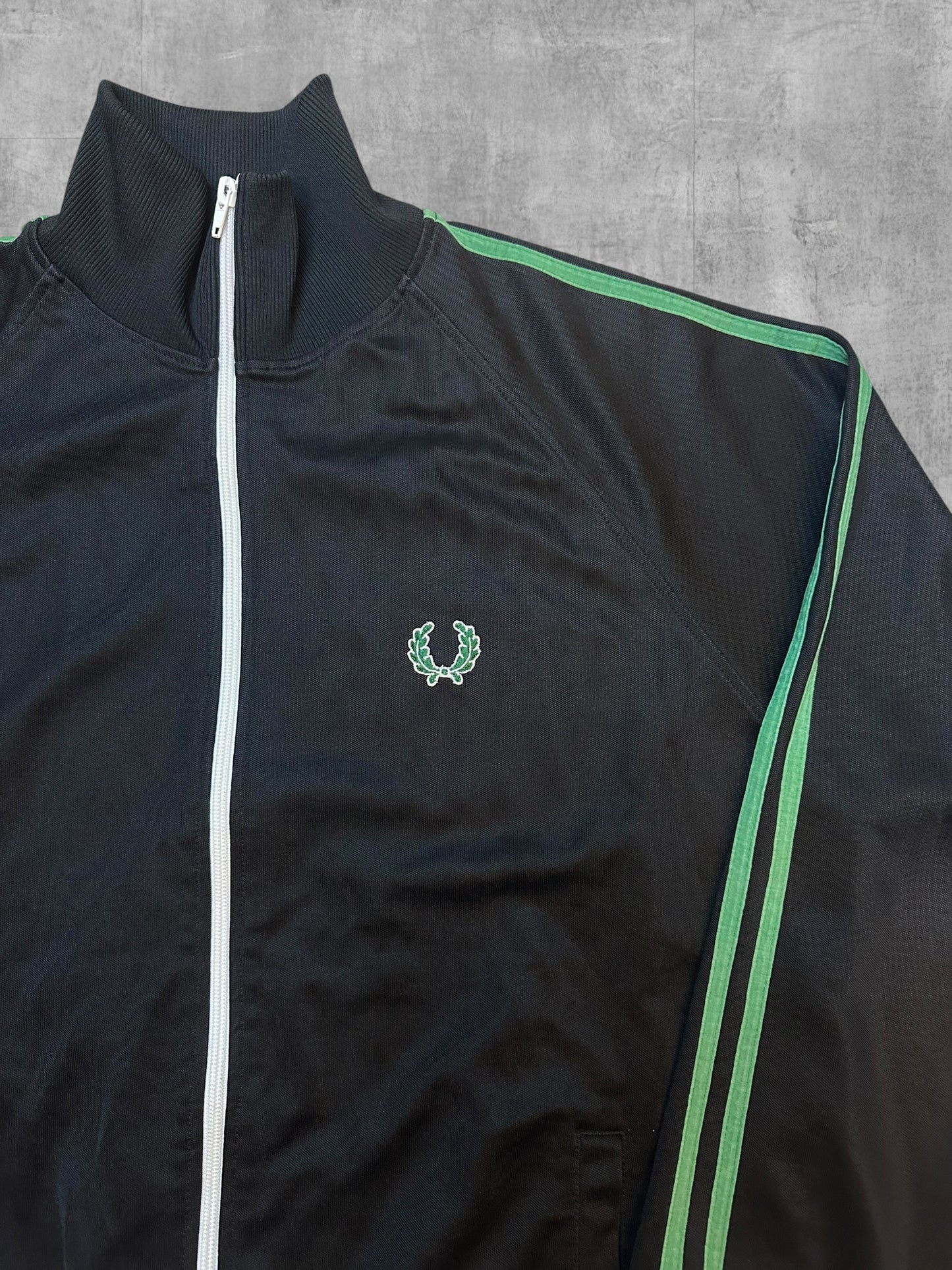 Fred Perry VintageTrainingsjacke Schwarz Grün L