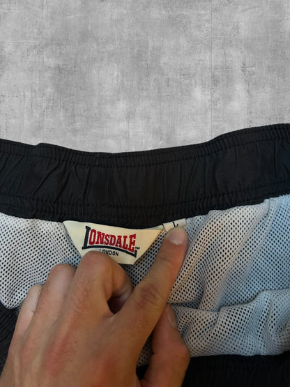 Lonsdale London Shorts Kurze Badehose Schwarz Weiß Rot L