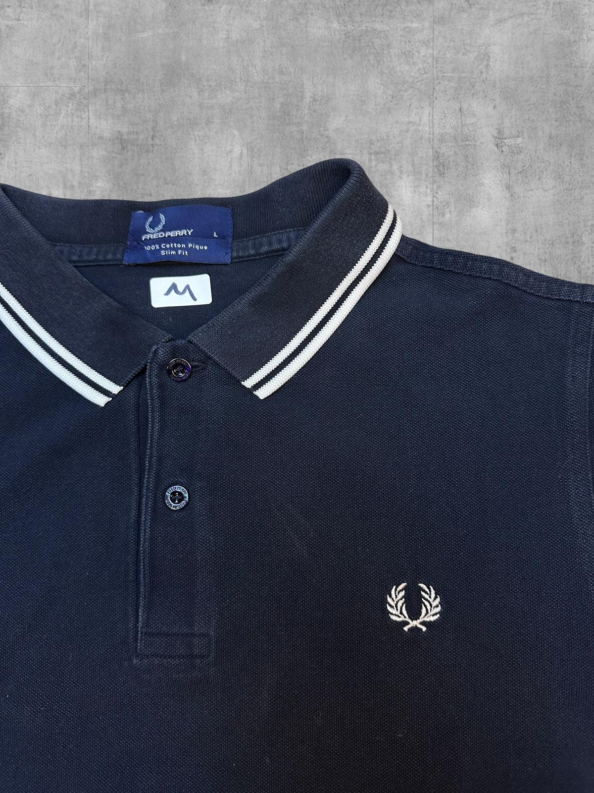 Fred Perry Polo Shirt Schwarz Weiß M