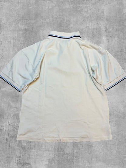 Fred Perry Vintage Polo Shirt Weiß Navy Blau M