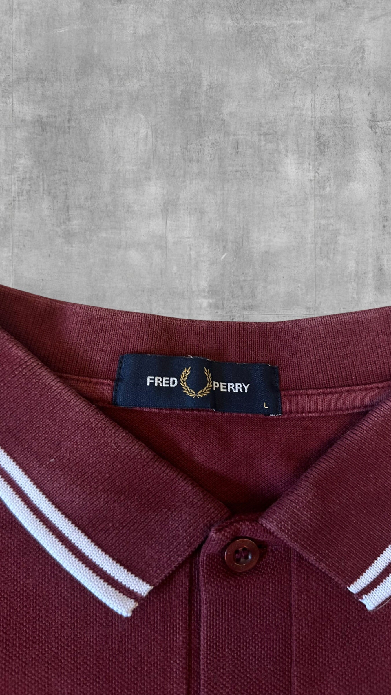 Fred Perry Polo Shirt Weinrot Weiß L