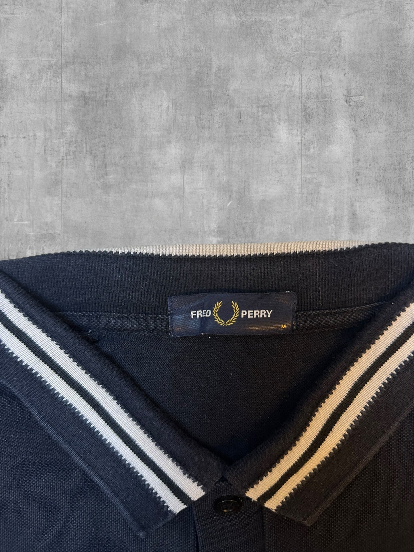 Fred Perry Polo Shirt Schwarzblau Weiß M