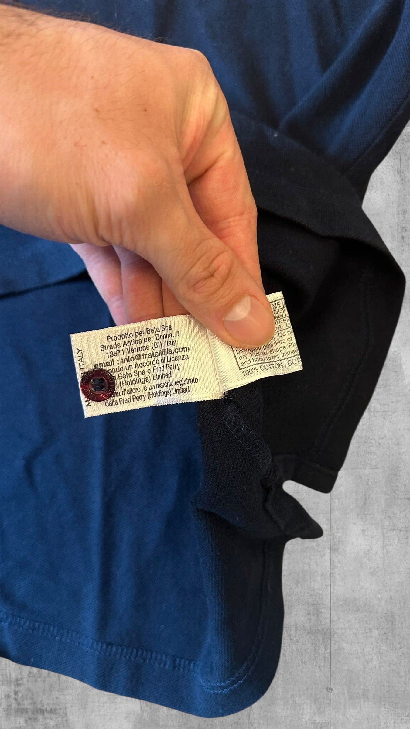 Fred Perry Langarm Polo Shirt Navy Blau Weiß L