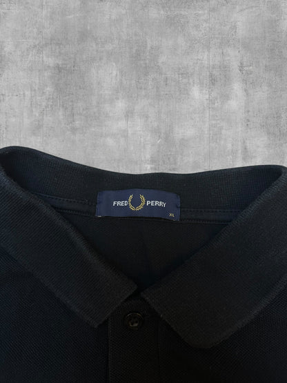 Fred Perry Langarm Polo Shirt Schwarz XL