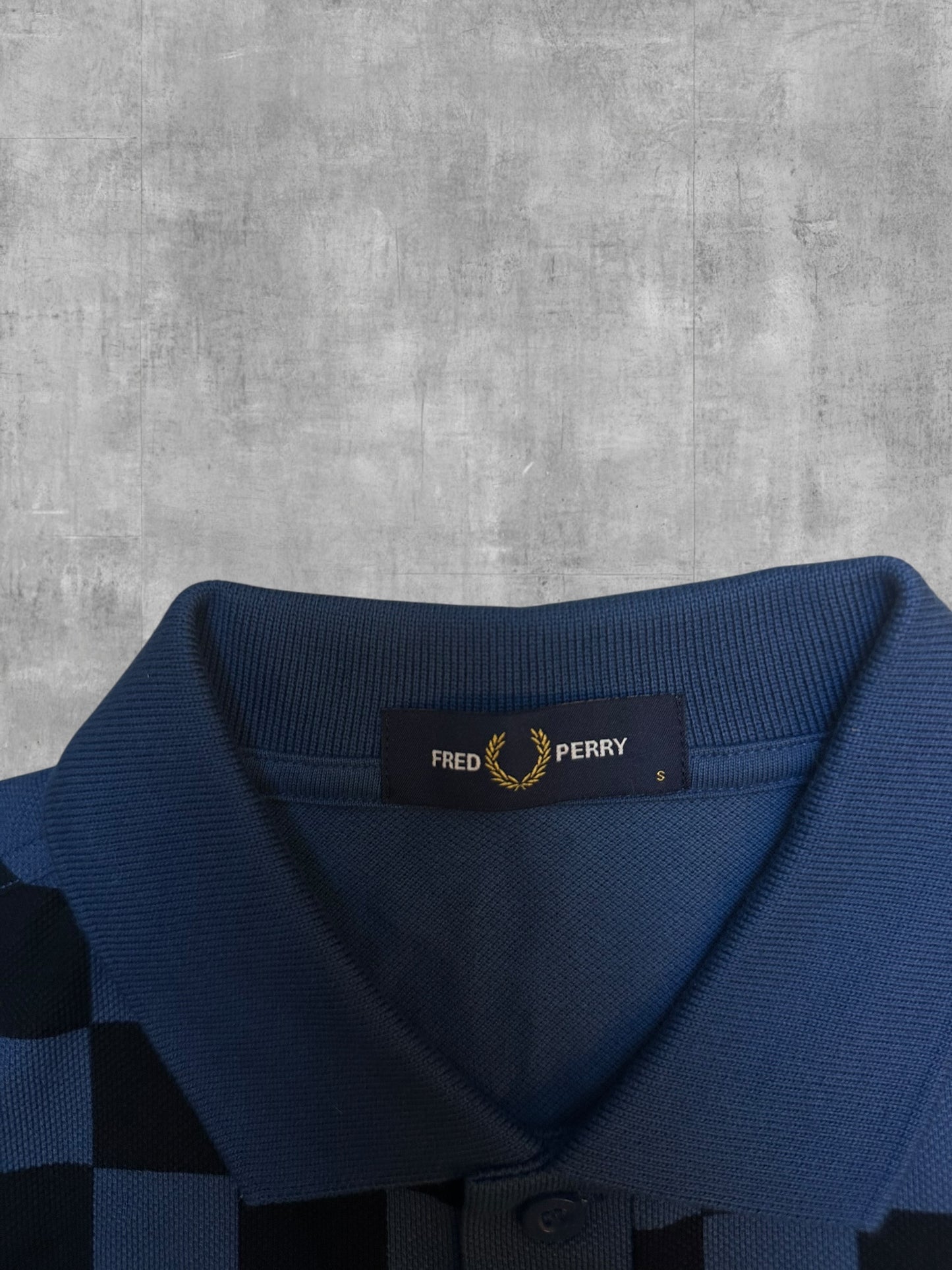 Fred Perry Polo Shirt Schwarz Blau Karriert S