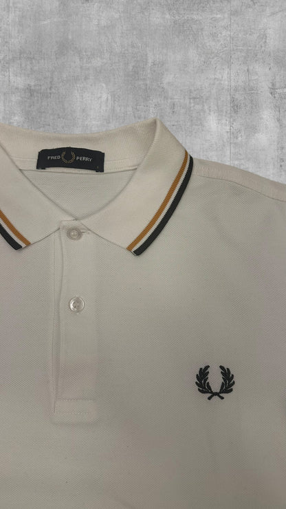 Fred Perry Polo Shirt Weiß Schwarz Gold S