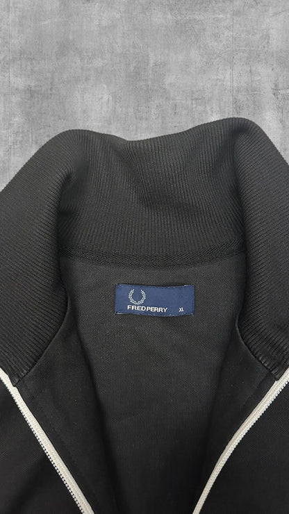 Fred Perry Vintage Trainingsjacke Taped Schwarz Hellblau XL