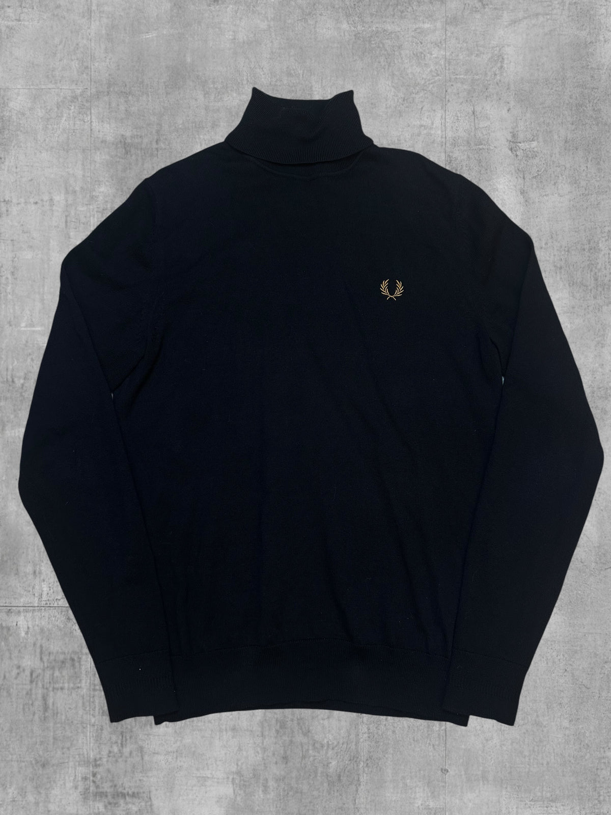 Fred Perry Rollkragenpullover Schwarz Gold S