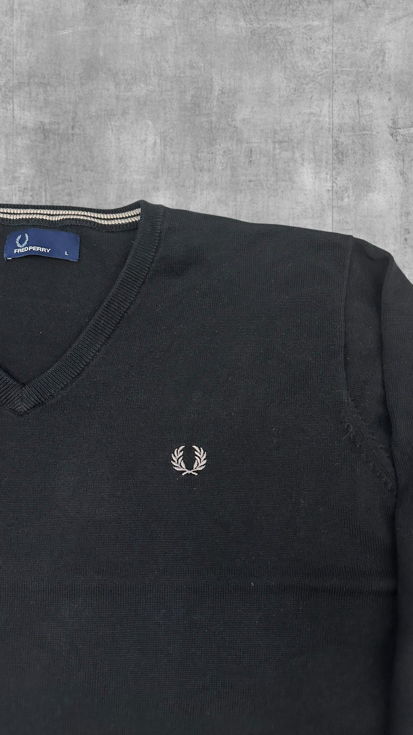 Fred Perry Sweatshirt Sweater Pullover Hoodie Schwarz L