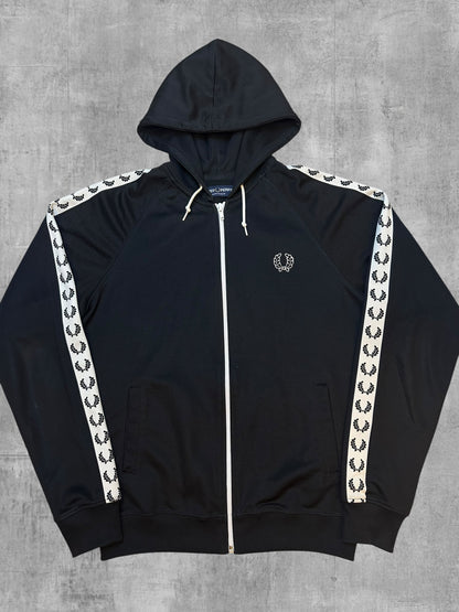 Fred Perry Taped Vintage Zip Hoodie Schwarz Weiß S