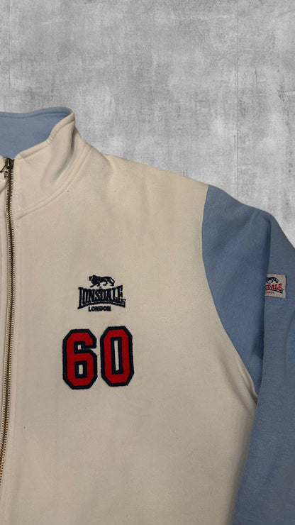 Lonsdale London Vintage Trainingsjacke Backprint Weiß Babyblau L
