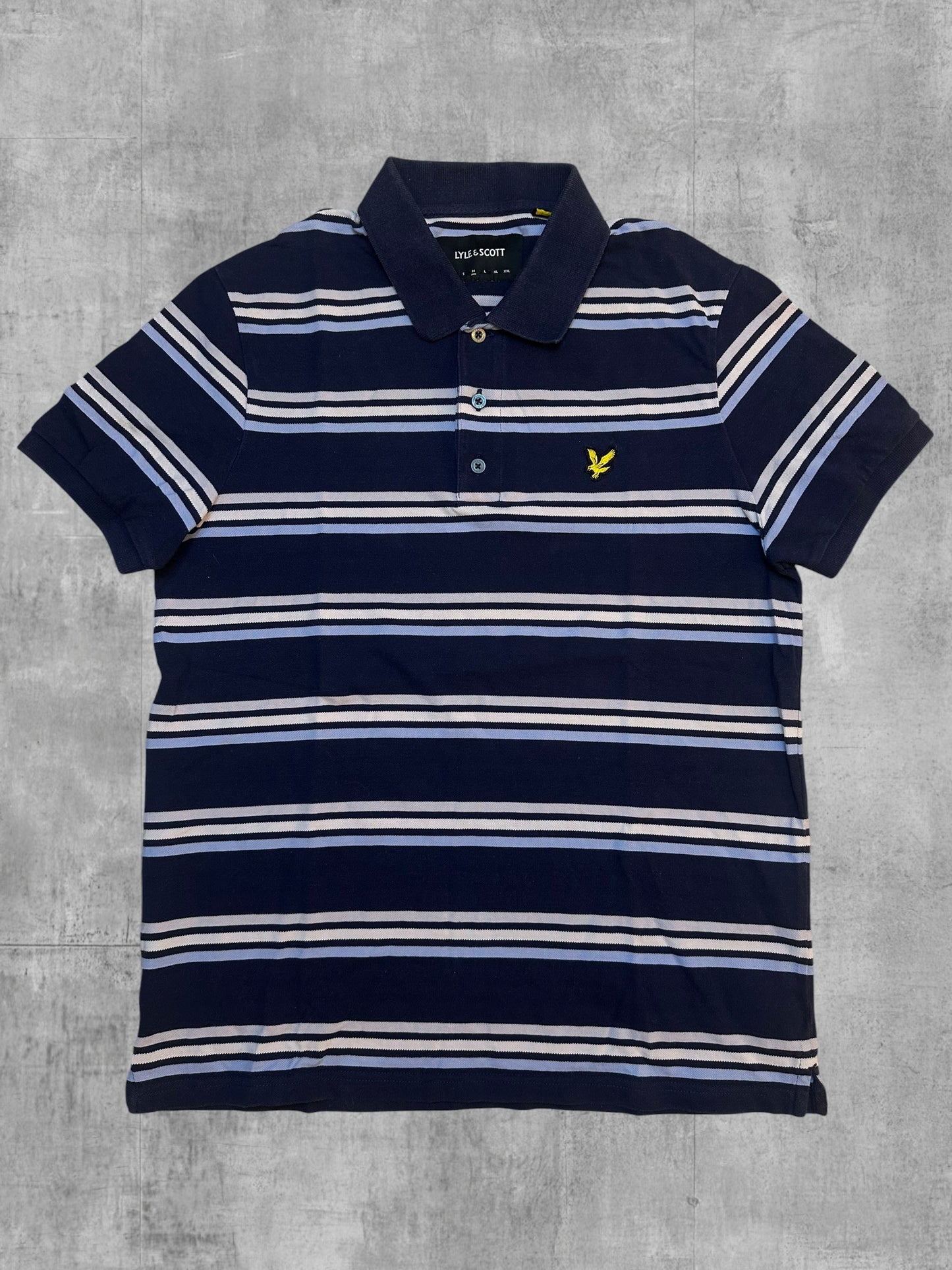 Lyle & Scott Polo Shirt Navy Blau Gestreift M