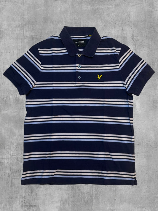 Lyle & Scott Polo Shirt Navy Blau Gestreift M