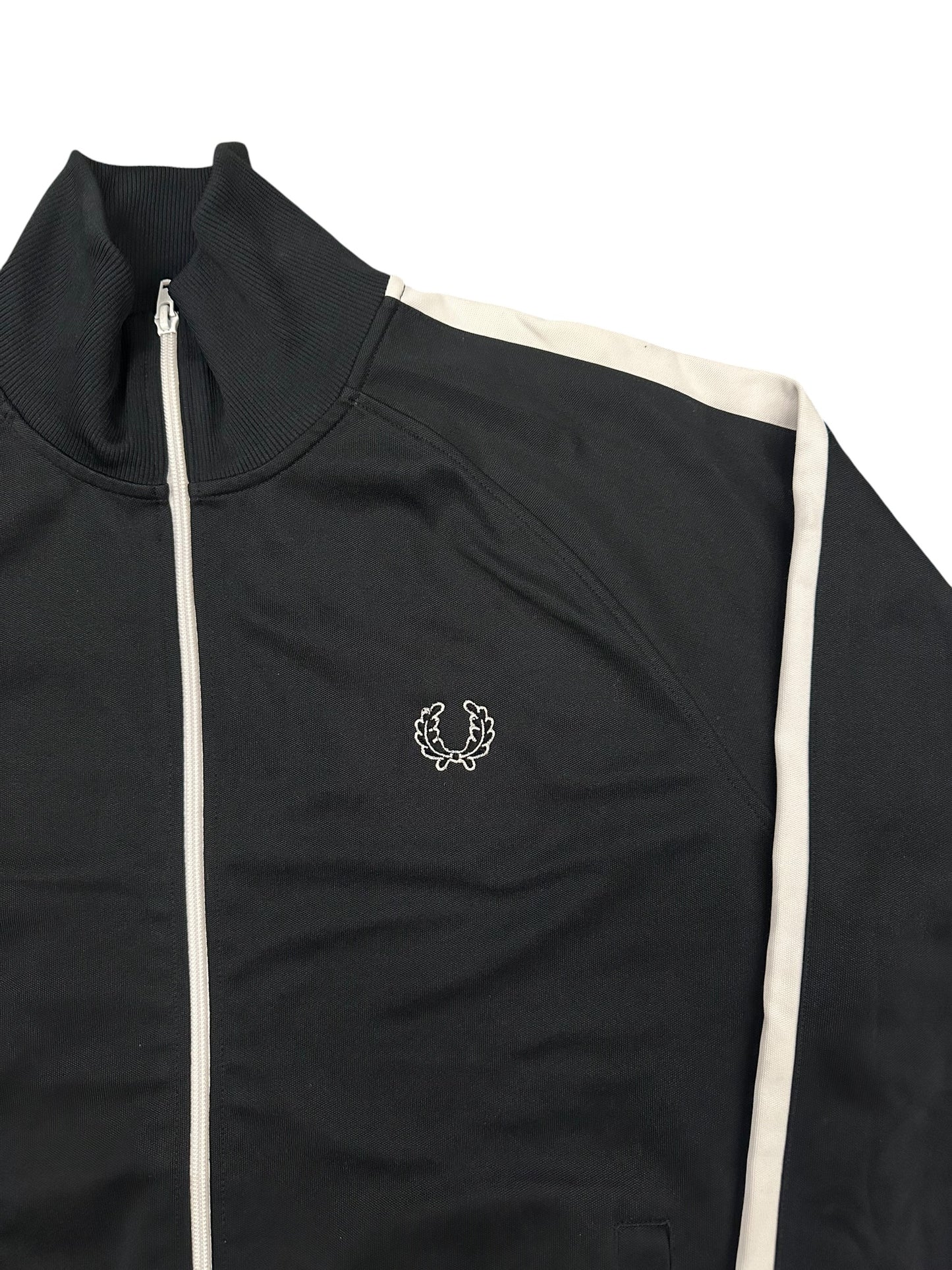 Fred Perry Vintage Trainingsjacke Taped Schwarz Weiß L