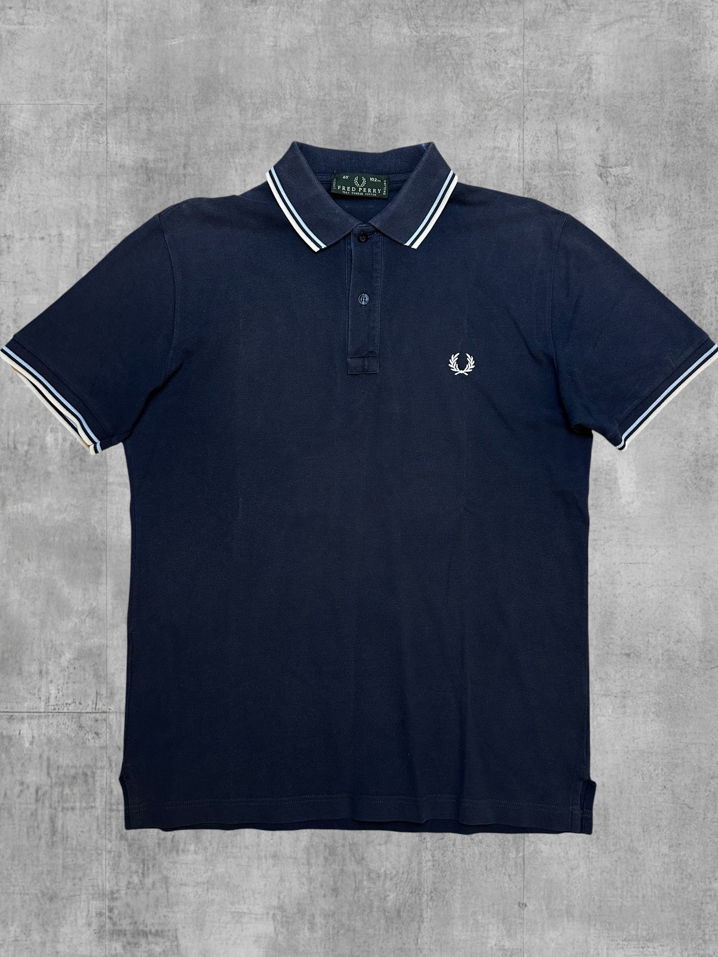 Fred Perry Polo Shirt Navy Blau Weiß M