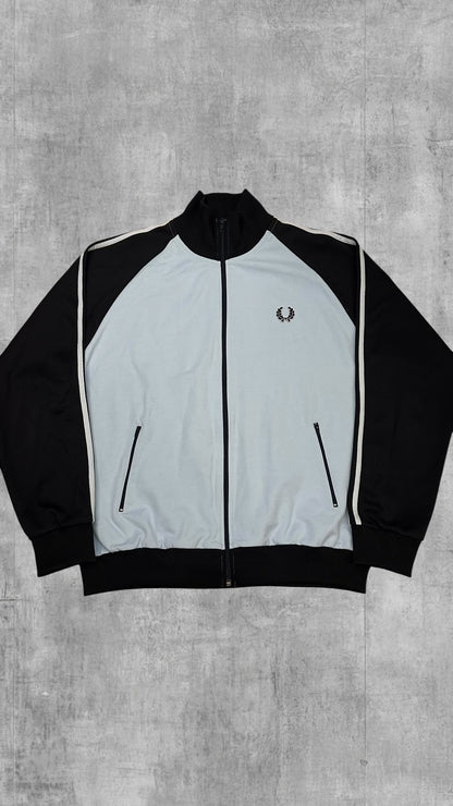 Fred Perry Vintage Trainingsjacke Taped Schwarzblau Hellblau Weiß L