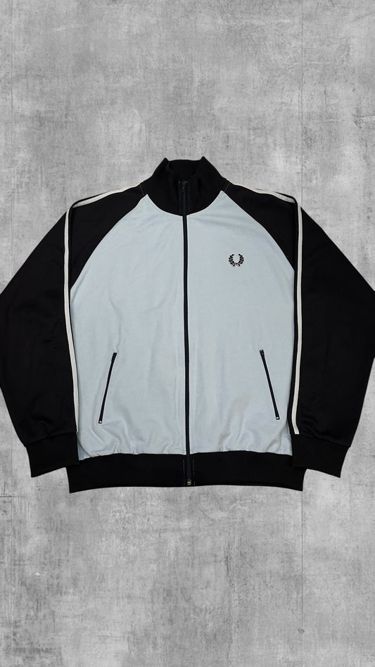 Fred Perry Vintage Trainingsjacke Taped Schwarzblau Hellblau Weiß L
