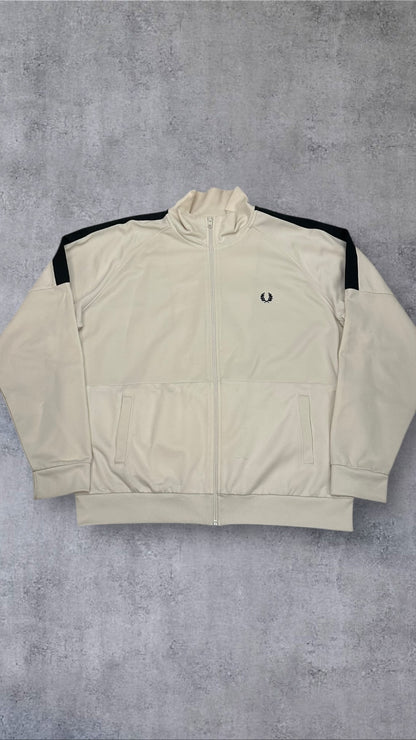 Fred Perry Trainingsjacke Taped Zip Jacke Weiß Schwarz XXL