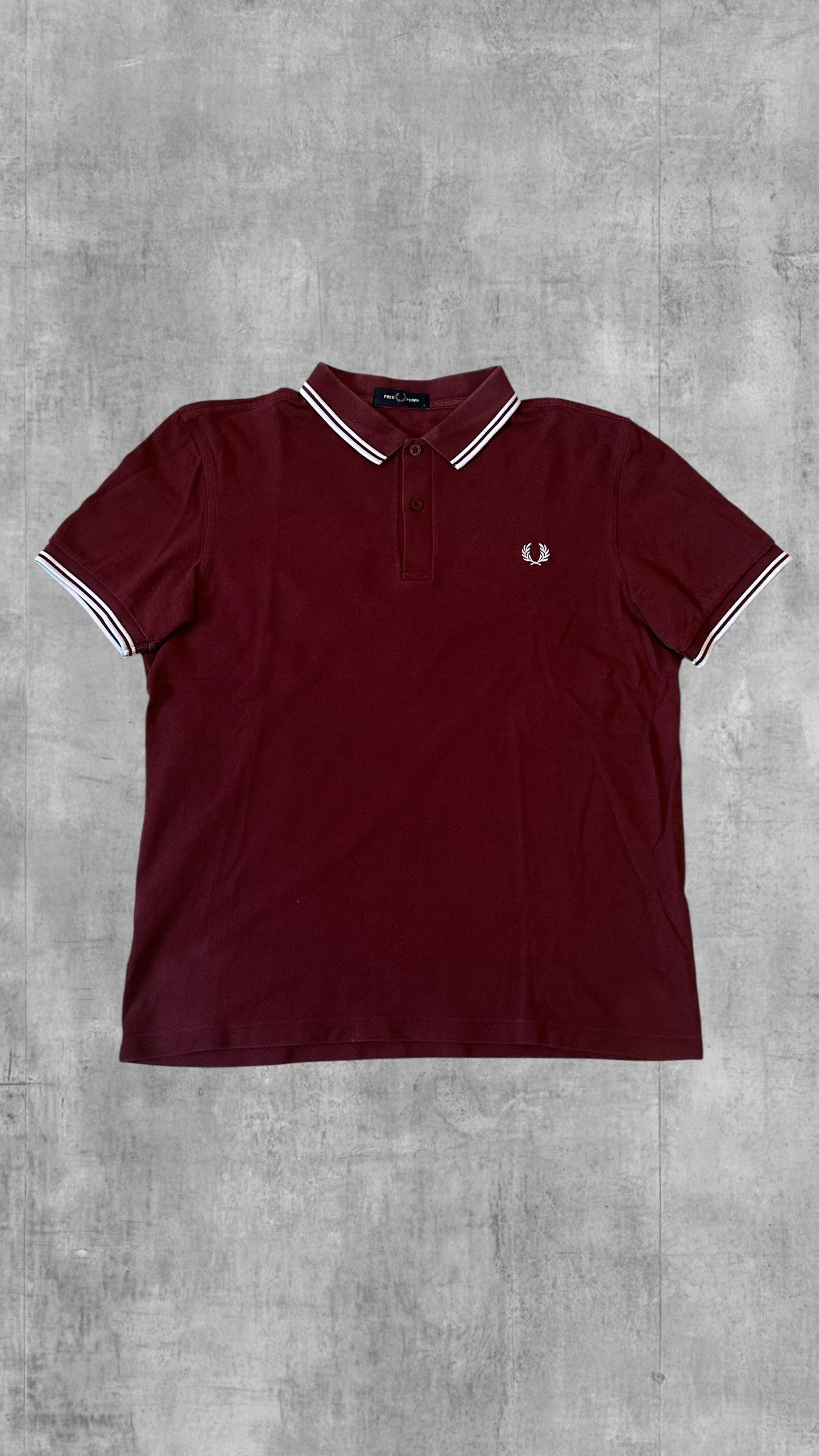 Fred Perry Polo Shirt Weinrot Weiß L