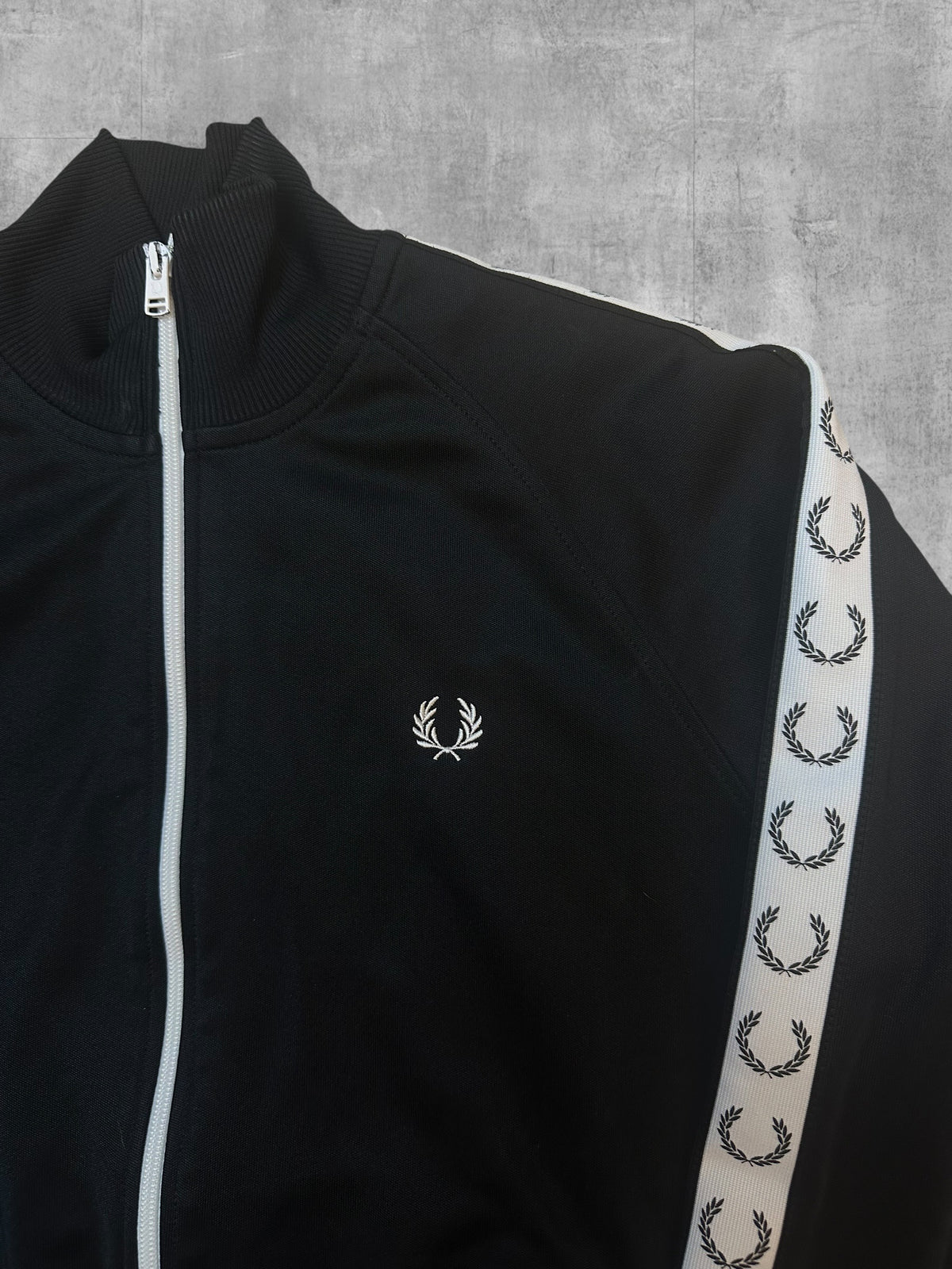 Fred Perry Taped Track Jacket Black White M