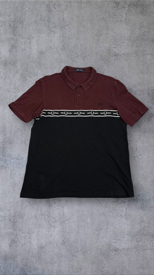 Fred Perry Polo Shirt Bordeaux Rot Schwarz XL