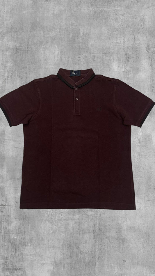 Fred Perry Polo Shirt Weinrot Schwarz L Slim Fit