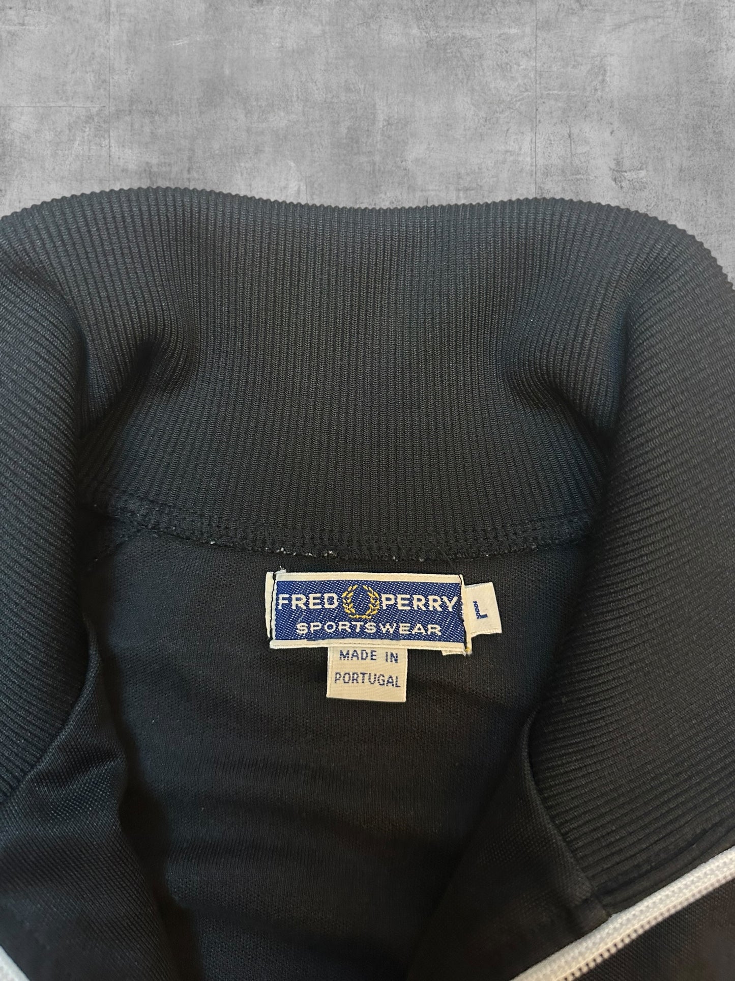 Fred Perry VintageTrainingsjacke Schwarz Grün L