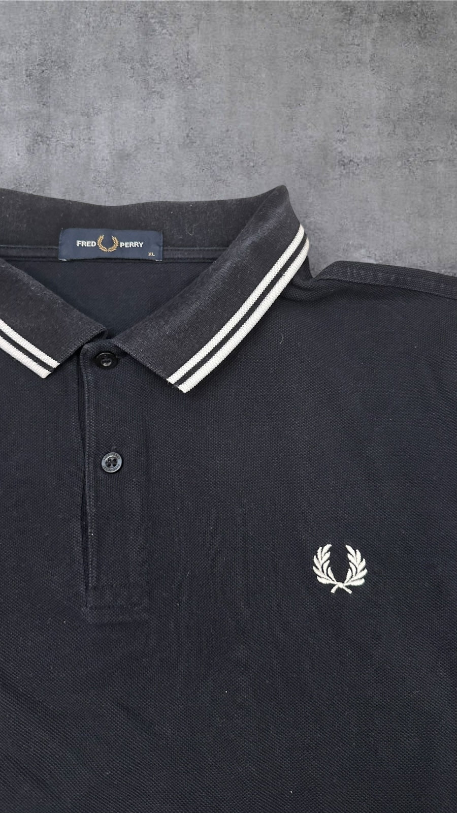 Fred Perry Polo Shirt Schwarz Weiß XL