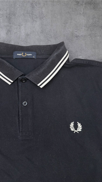 Fred Perry Polo Shirt Schwarz Weiß XL
