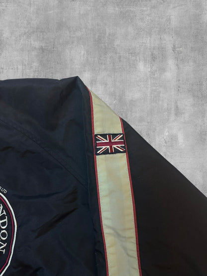 Lonsdale London Bomberjacke Backprint Schwarz Beige Weinrot M - L