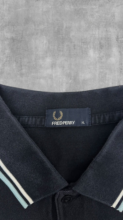 Fred Perry Polo Shirt Schwarzblau Weiß XL