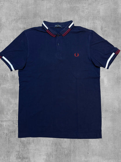 Fred Perry Polo Shirt Navy Blau Weinrot Weiß M