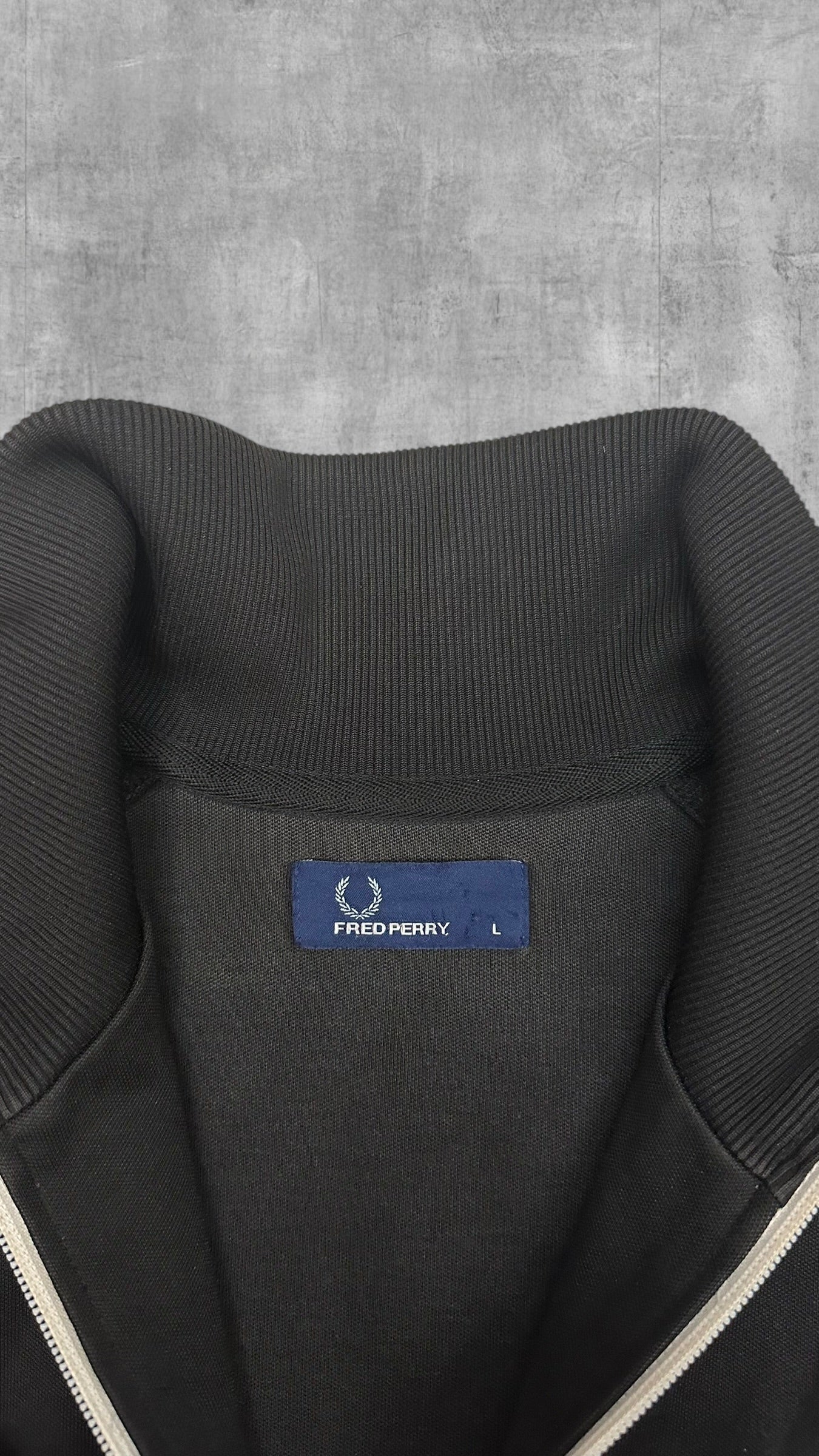 Vintage Fred Perry Trainingsjacke Taped Zip Jacke Schwarz L