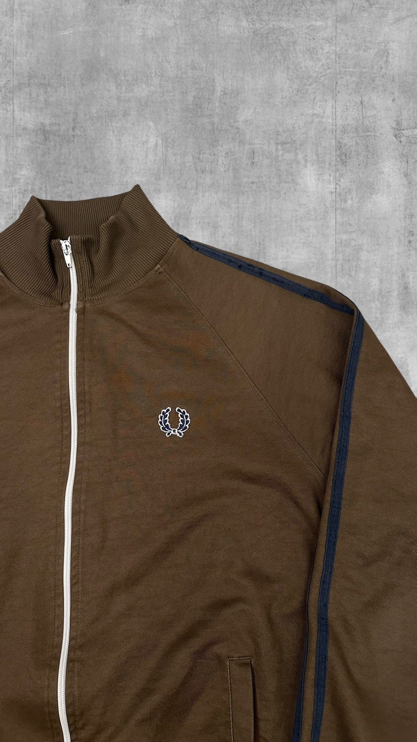 Fred Perry Vintage Trainingsjacke Taped Braun Schwarz L