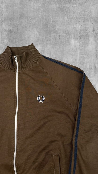Fred Perry Vintage Trainingsjacke Taped Braun Schwarz L