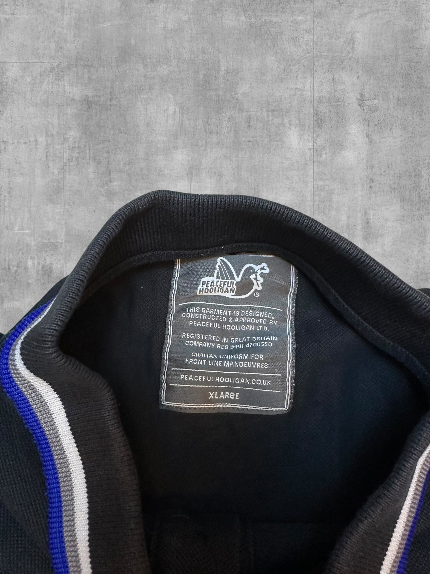 Peaceful Hooligan Polo Shirt Schwarz Blau Weiß XL