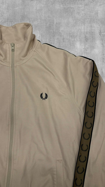 Fred Perry Trainingsjacke Taped Zip Jacke Beige Schwarz M
