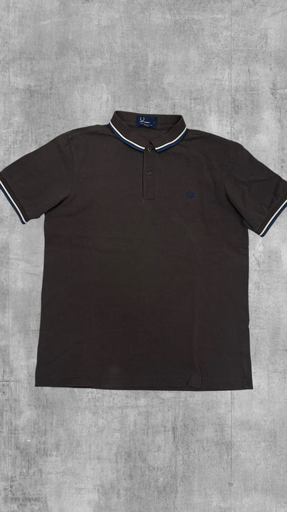 Fred Perry Polo Shirt Dunkelgrau Blau Weiß L Slim Fit