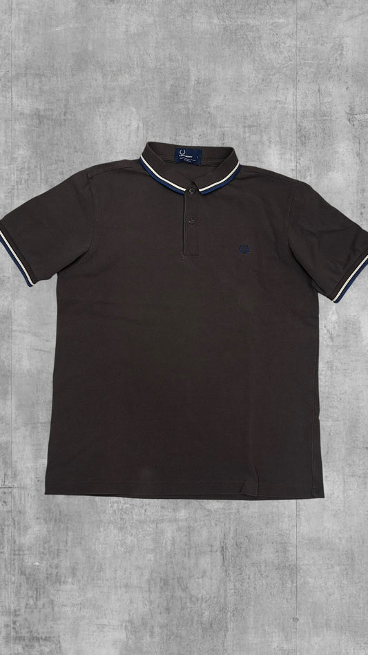Fred Perry Polo Shirt Dunkelgrau Blau Weiß L Slim Fit