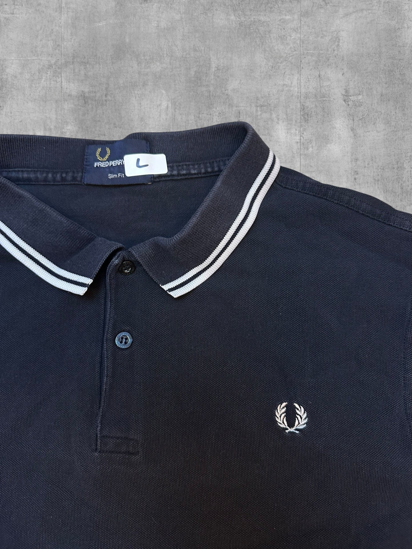 Fred Perry Polo Shirt Schwarz Weiß L