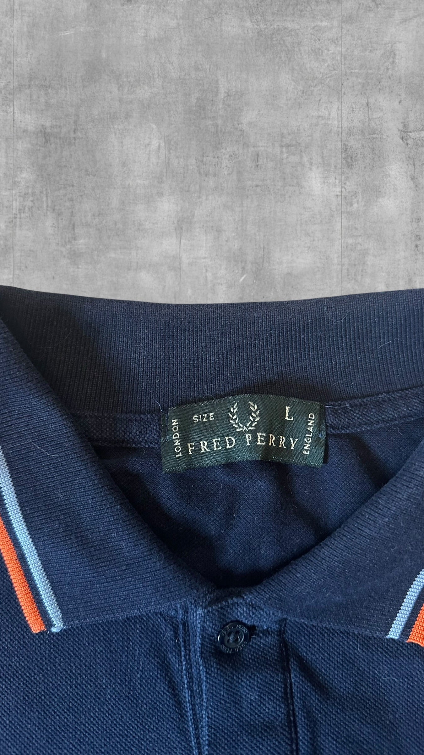 Fred Perry Polo Shirt Navy Blau Orange L